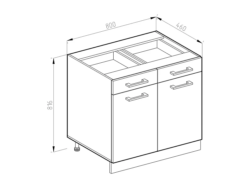 Meuble cuisine blanc 80x60x81.6 r-line