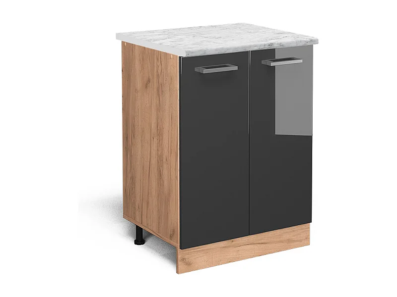 Meuble bas de cuisine anthracite haute brillance 60x60x81.6 r-line