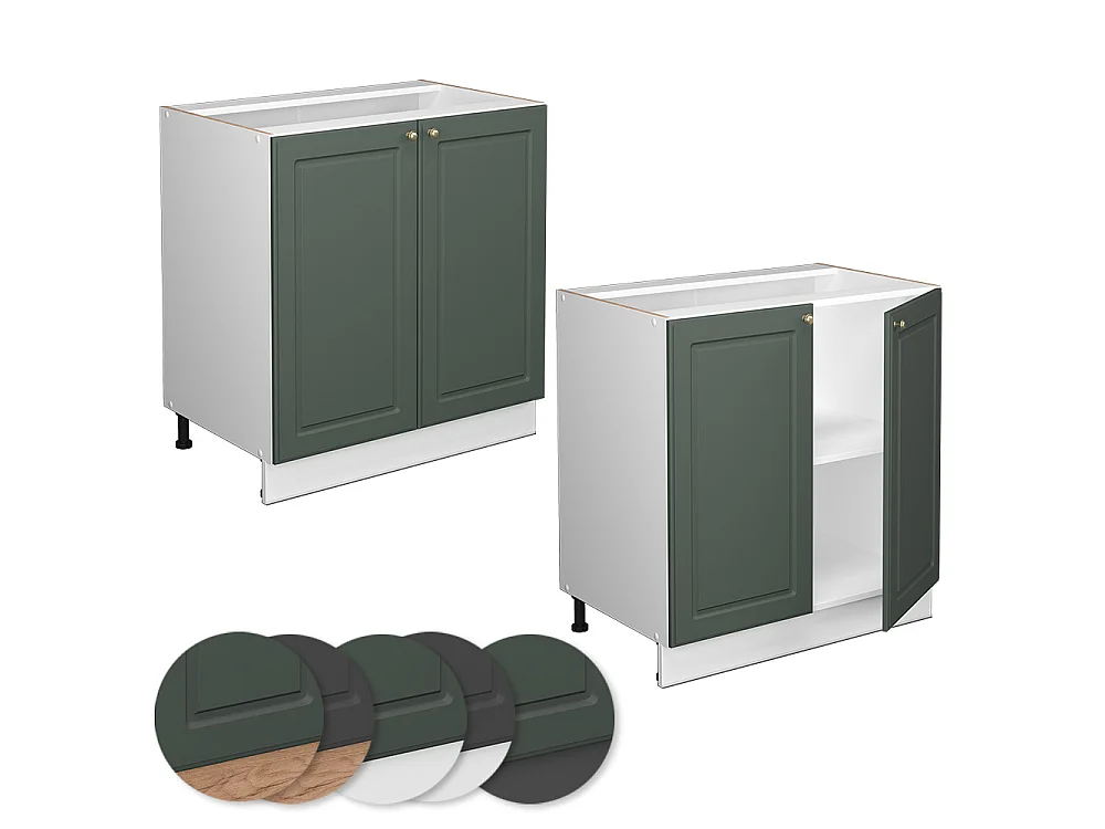 Armario bajo para fregadero verde dorado casa de campo 80x51.6x82 fame-line