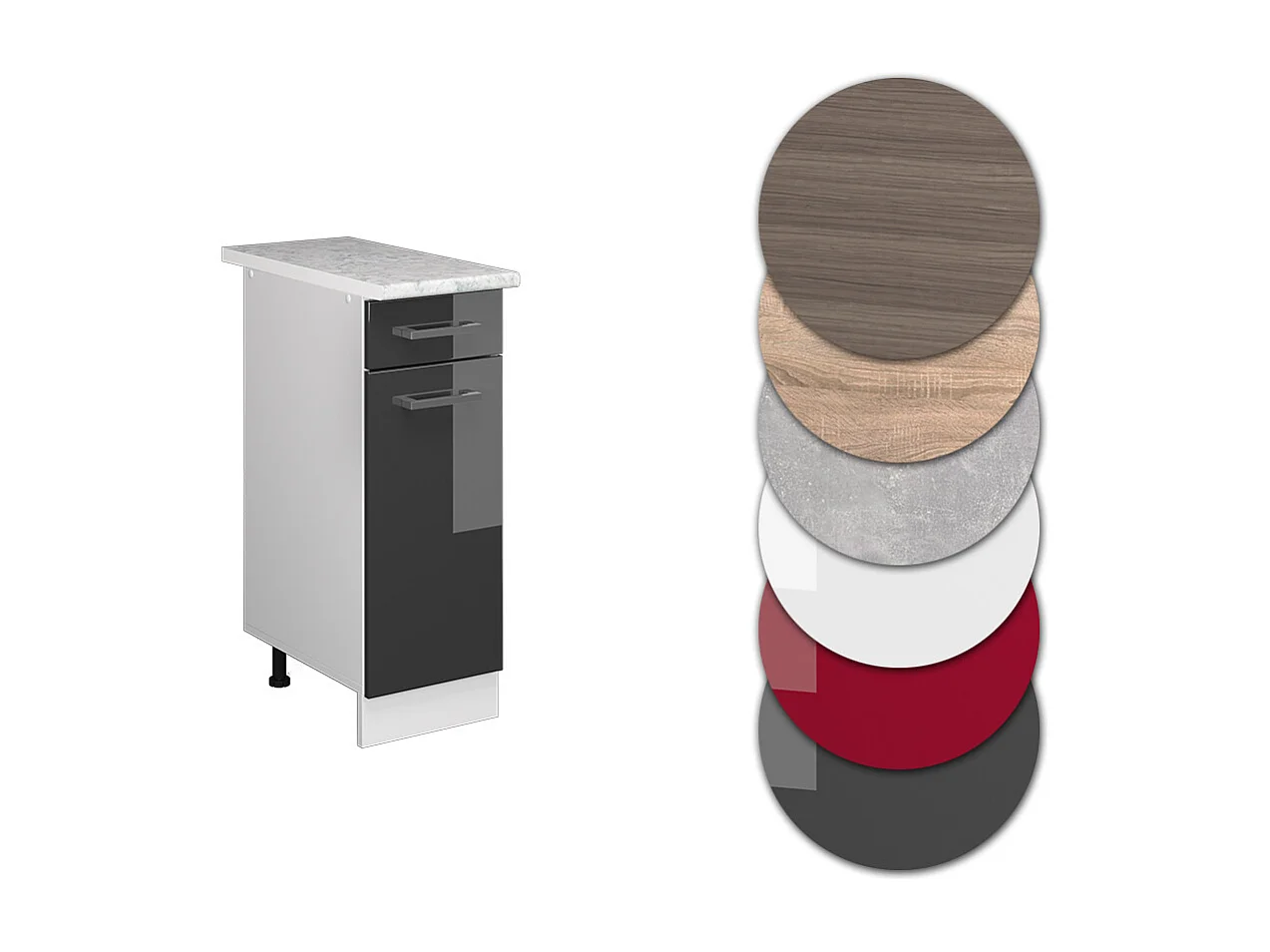 Mueble bajo de cocina antracita alto brillo 30x60x81.6 r-line