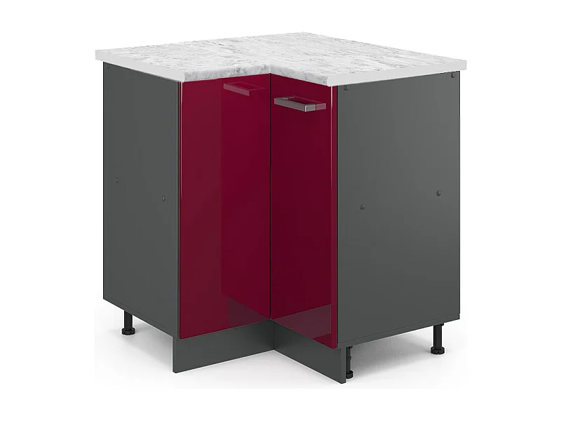 Armario de esquina rojo de alto brillo 75.6x60x81.6 r-line