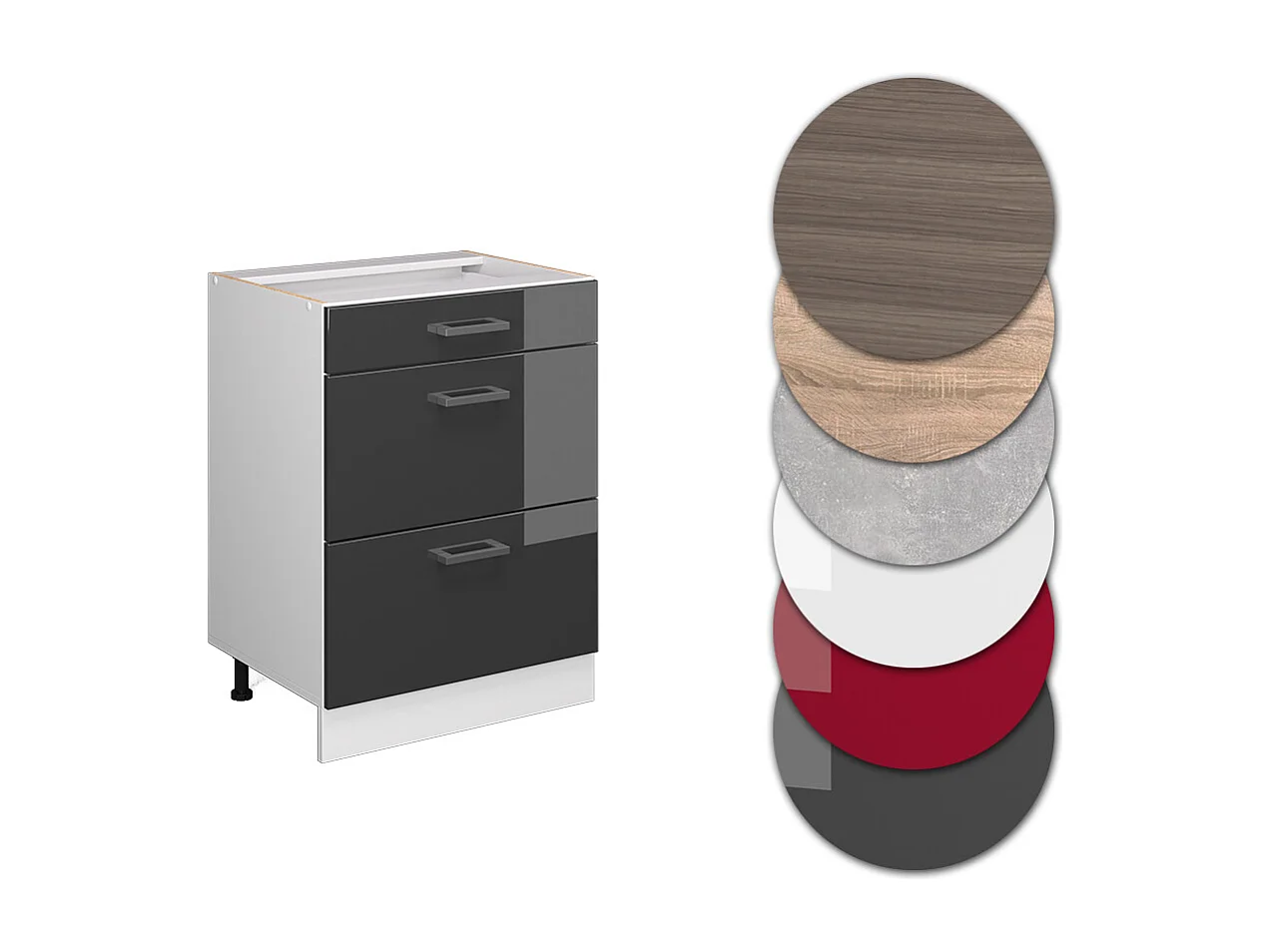 Mueble bajo de cocina antracita alto brillo 60x46x81.6 r-line