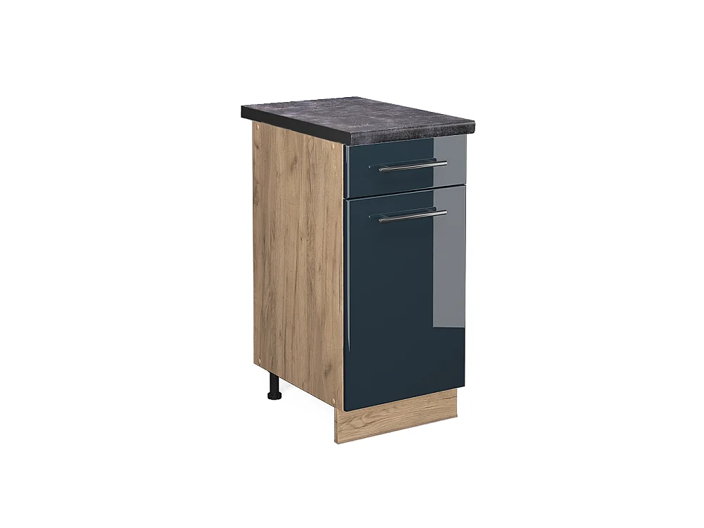 Mobiletto base per cucina blu scuro lucido 40x60x82 fame-line
