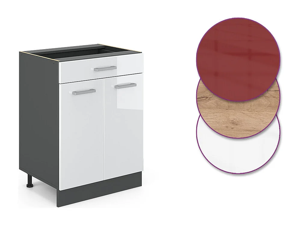 Mueble bajo de cocina blanco alto brillo 60x60x81.6 r-line