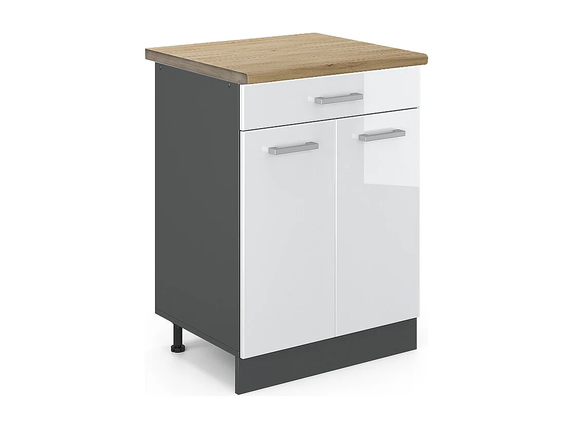 Meuble cuisine blanc haute brillance 60x60x81.6 r-line