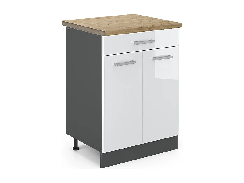 Meuble cuisine blanc haute brillance 60x60x81.6 r-line