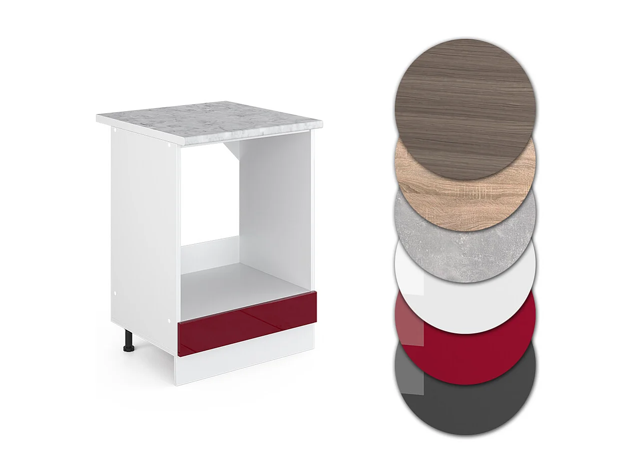 Meuble pour four rouge brillant 60x60x81.6 r-line