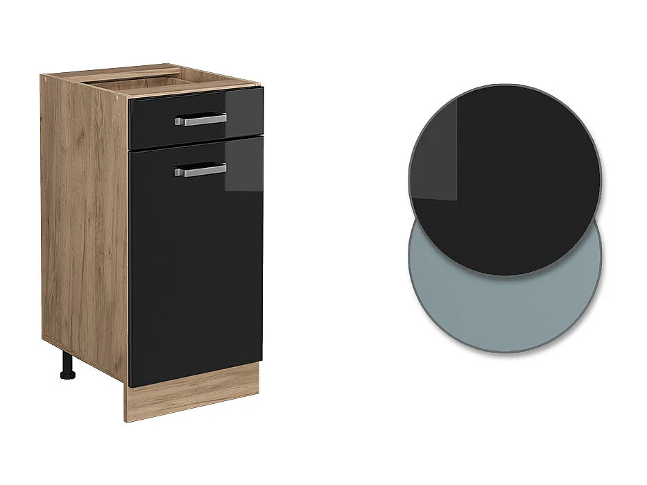 Meuble cuisine noir haute brillance 40x60x81.6 r-line