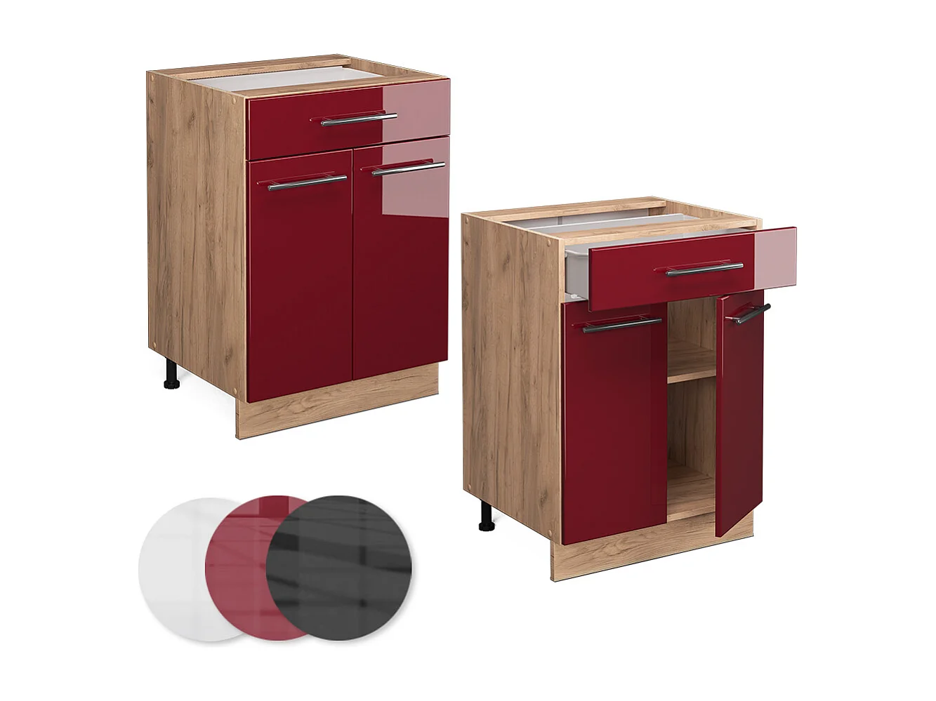 Küchenunterschrank bordeaux hochglanz 60x60x82 fame-line