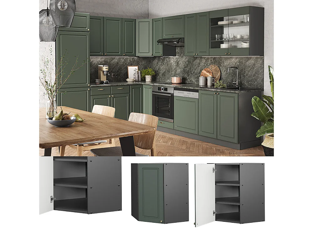 Mobile angolare da cucina verde-oro country house 57x34.1x72 fame-line