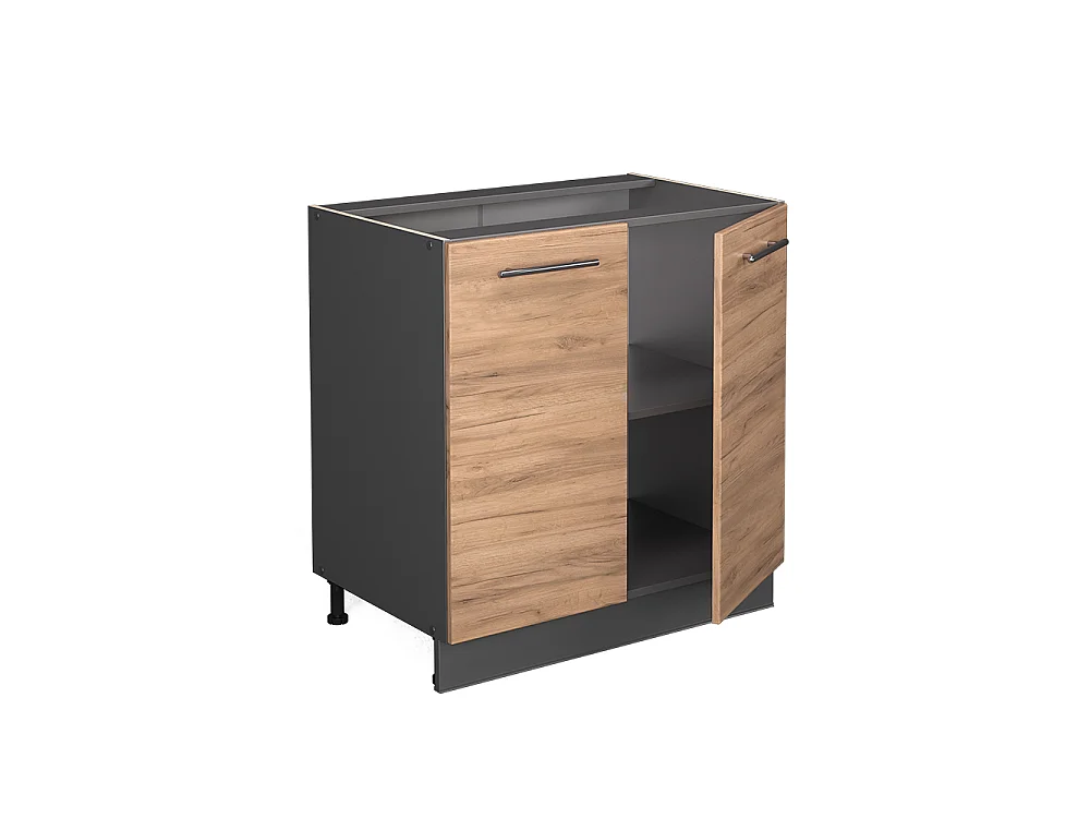 Kitchen base cabinet goldkraft oak/anthracite 80x51.6x82 fame-line
