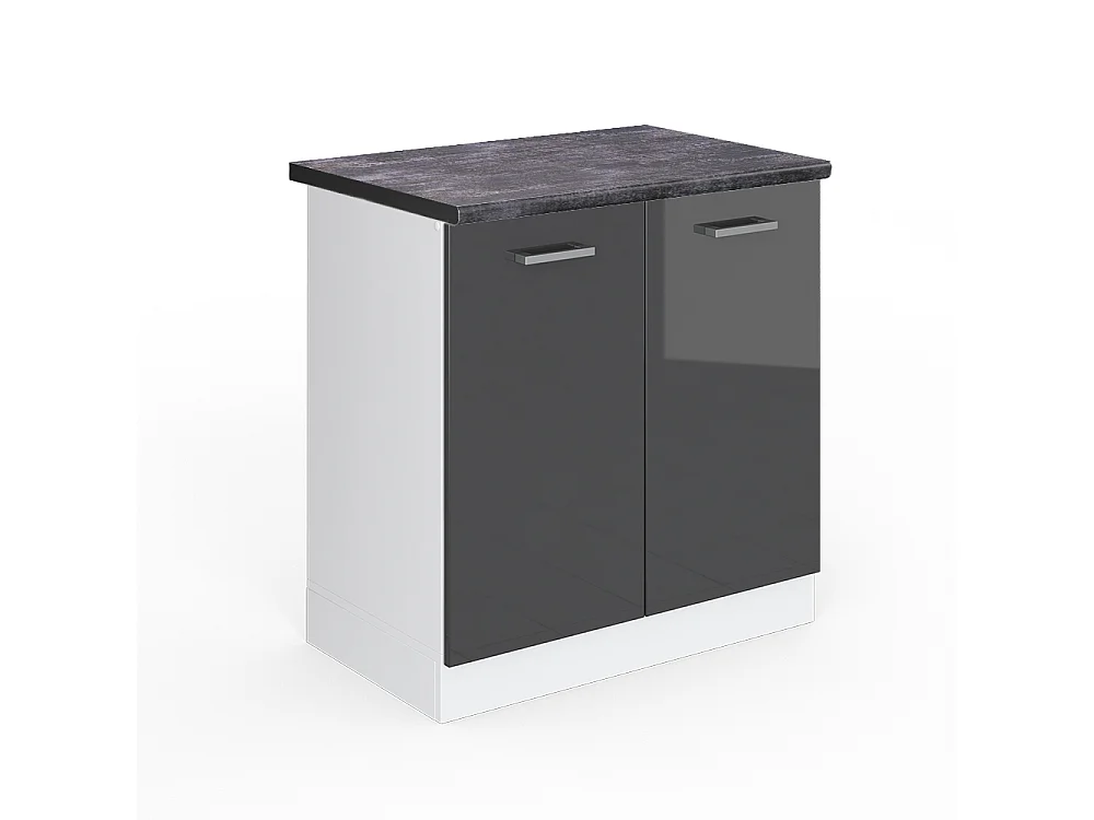 Meuble bas sous-évier anthracite haute brillance 80x60x81.6 r-line