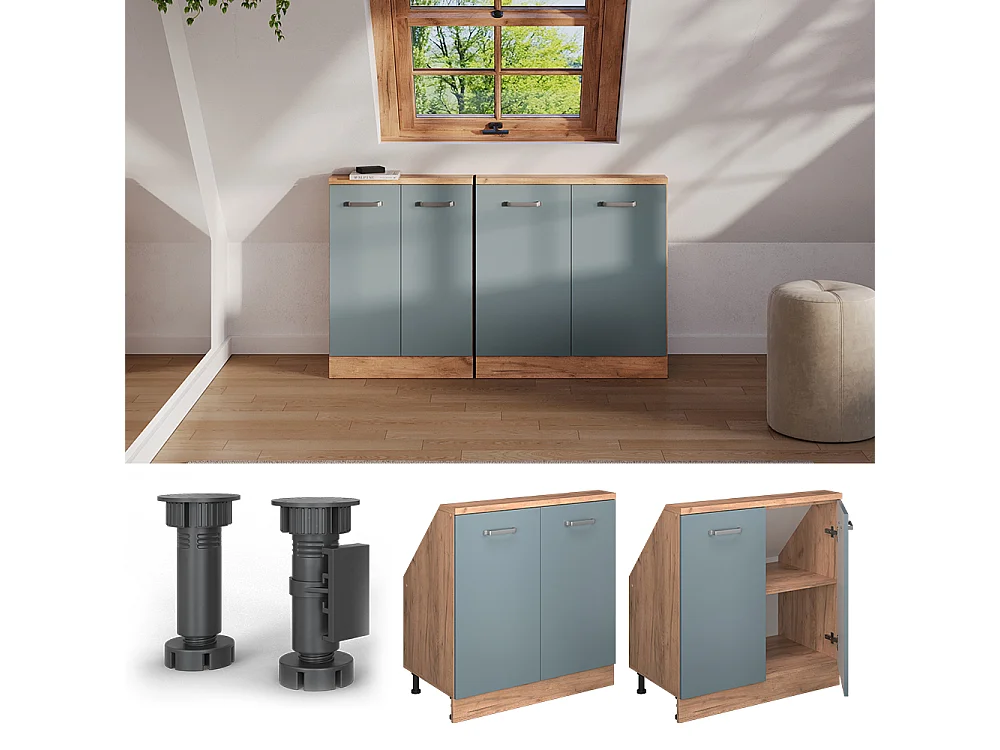 Armario de cocina para techo inclinado gris azulado 80x46x81.6 r-line