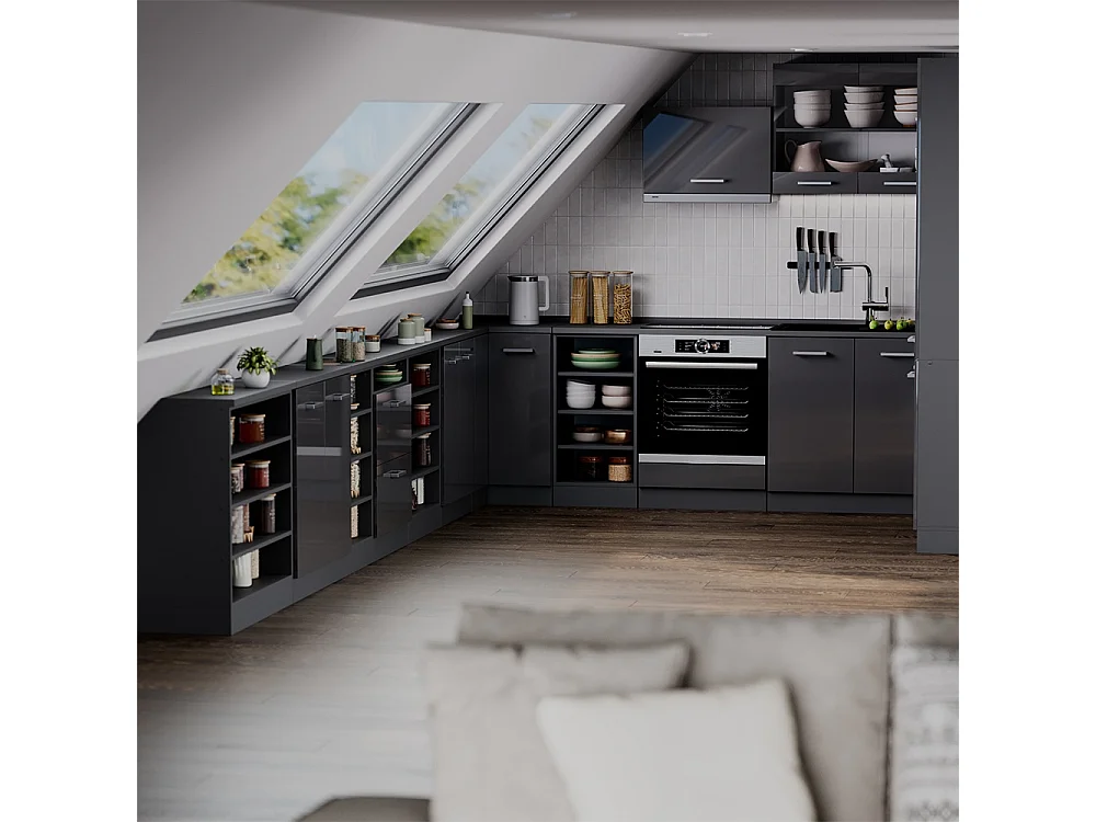 Meuble sous pente anthracite haute brillance 80x46x81.6 r-line