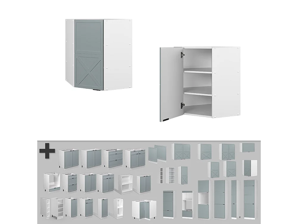 Hoek hangkast licht blauw-grijs 57x34.1x72 fame-line