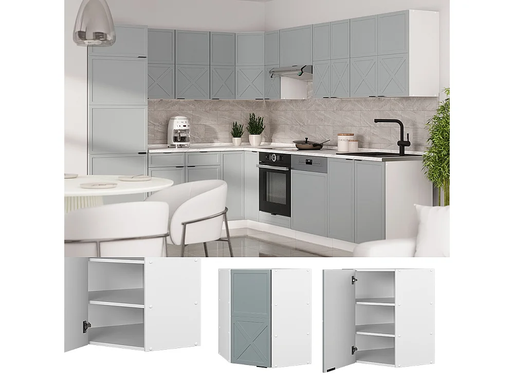 Mobile angolare da cucina blu-grigio chiaro 57x34.1x72 fame-line