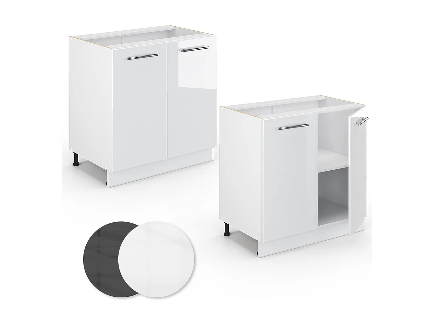 Meuble bas sous-évier blanc haute brillance 80x60x82 fame-line