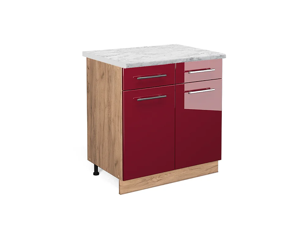 Meuble cuisine rouge bordeaux haute brillance 80x60x82 fame-line
