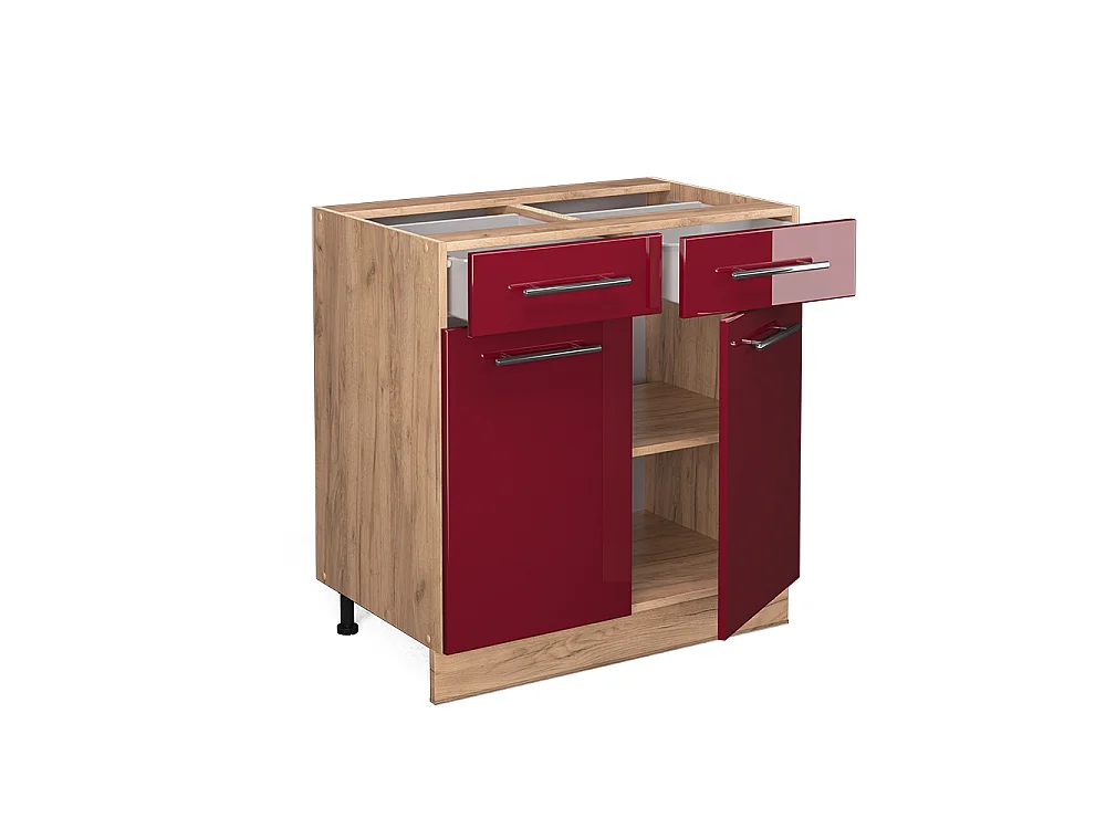 Meuble cuisine rouge bordeaux haute brillance 80x60x82 fame-line