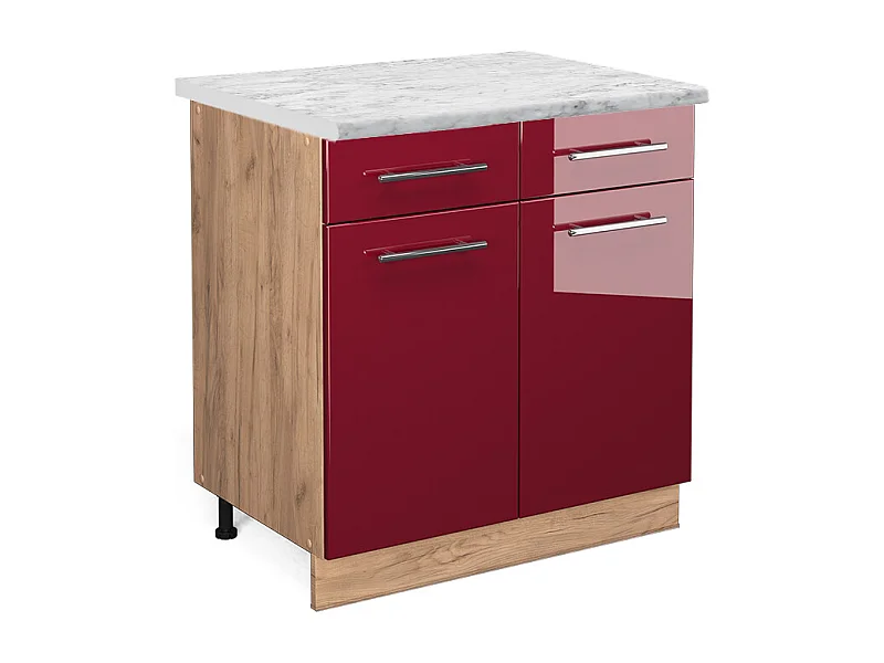 Meuble cuisine rouge bordeaux haute brillance 80x60x82 fame-line