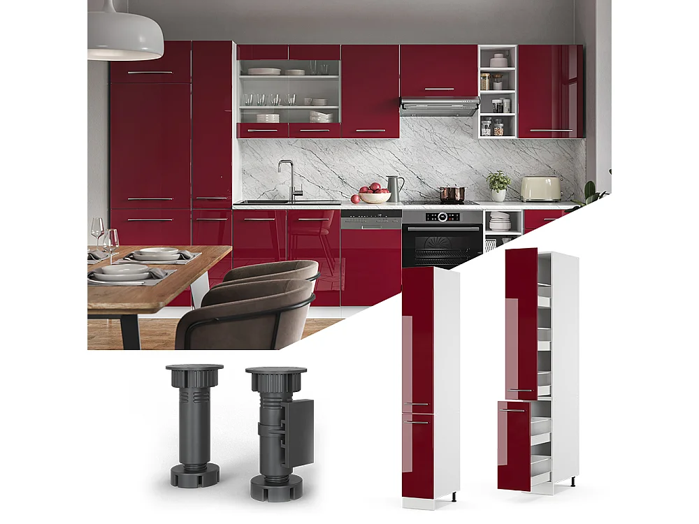 Armario de farmacia rojo burdeos alto brillo 30x58x206.8 fame-line