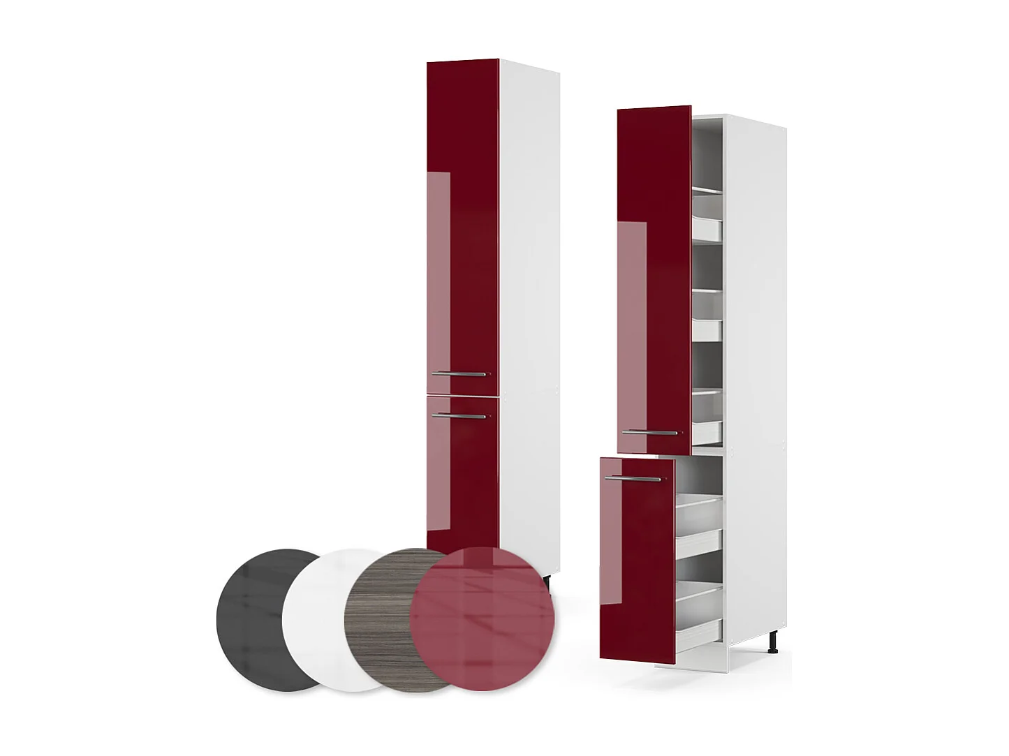 Meuble haute de cuisine rouge bordeaux haute brillance 30x58x206.8 fame-line