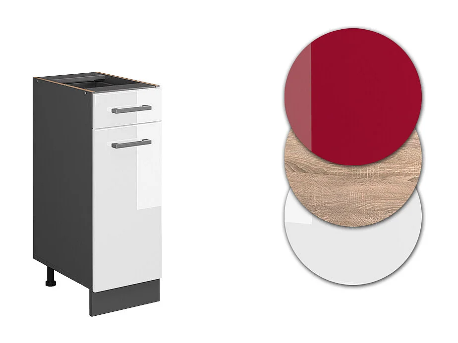 Meuble cuisine blanc haute brillance 30x46x81.6 r-line