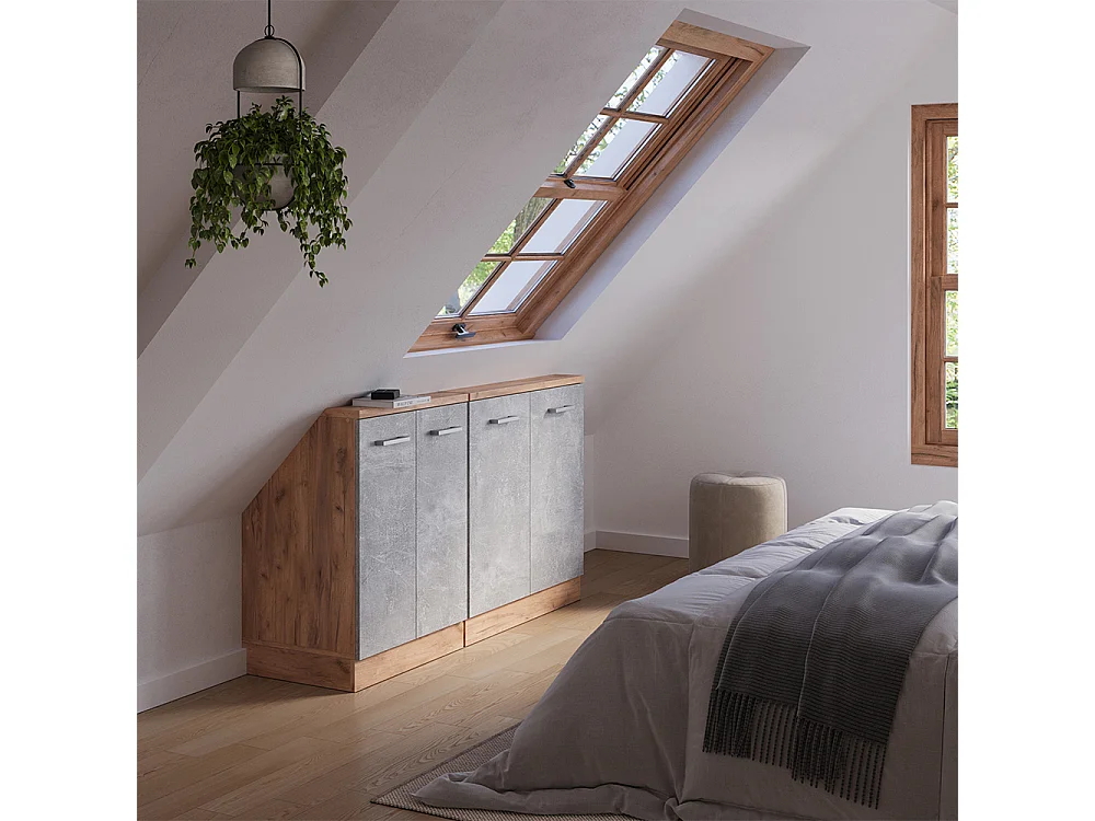 Küchenschrank für Dachschrägen beton 140x46x81.6 r-line