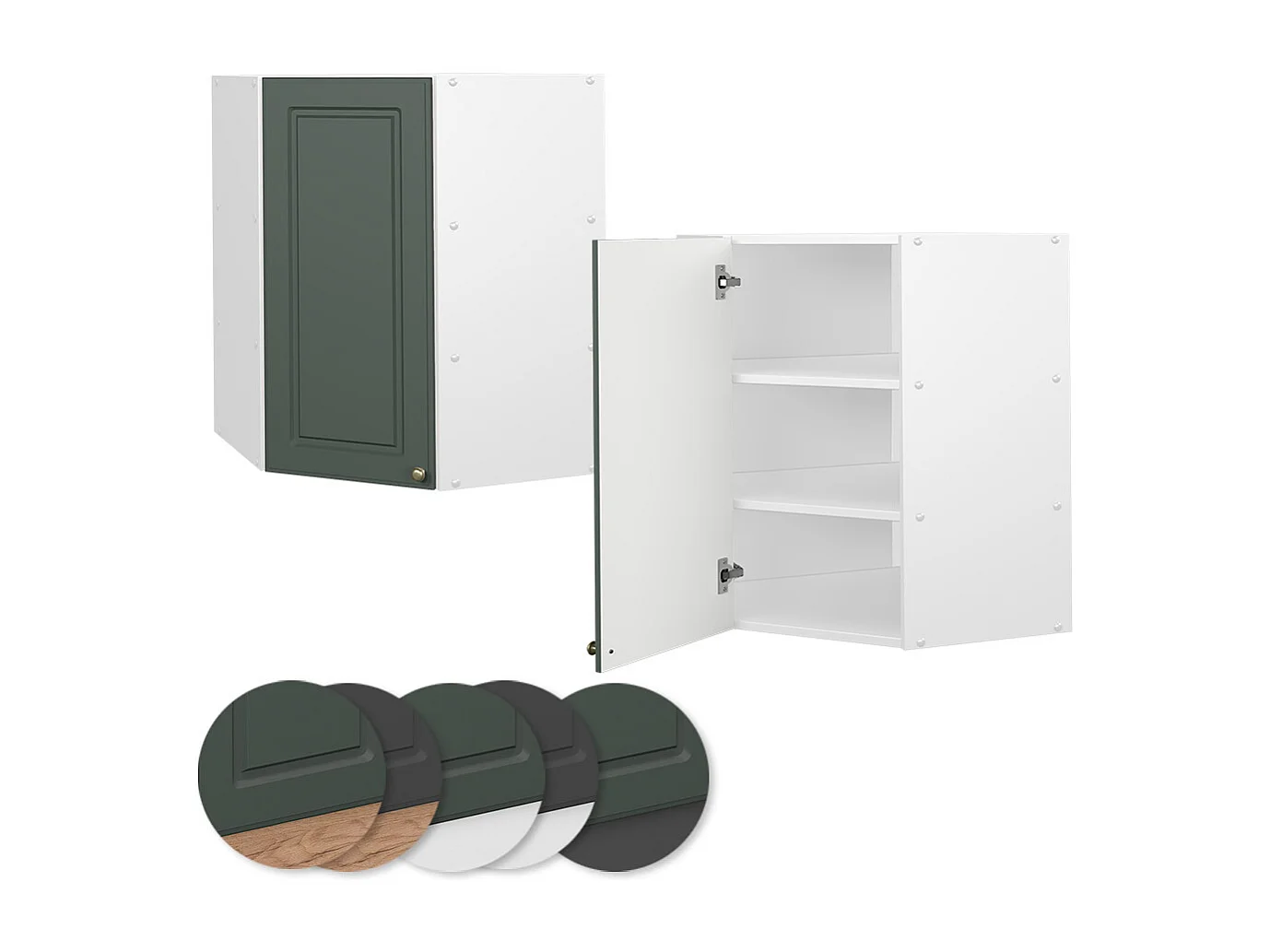 Armario colgante de esquina verde dorado casa de campo 57x34.1x72 fame-line