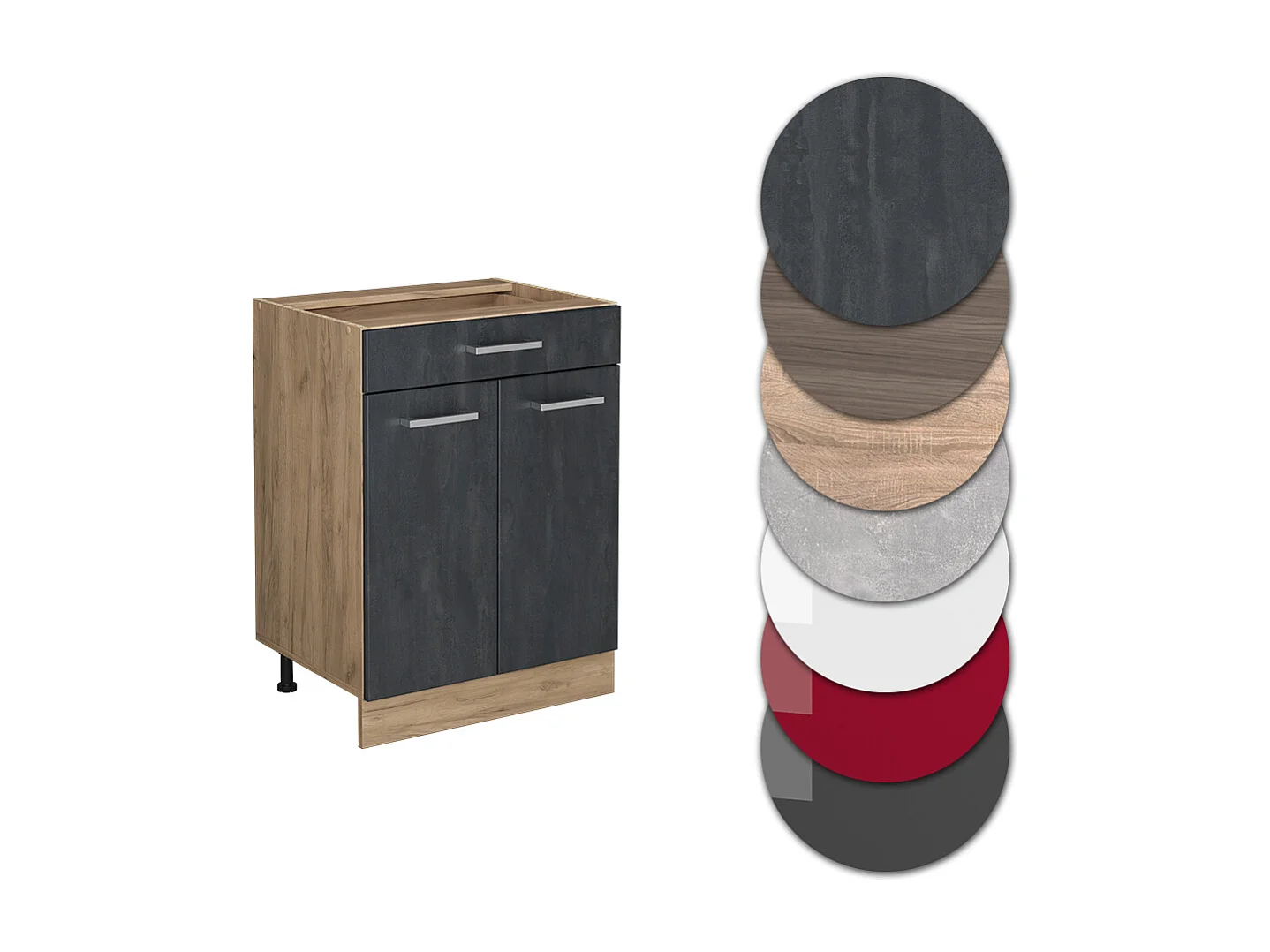 Meuble cuisine béton noir 60x60x81.6 r-line