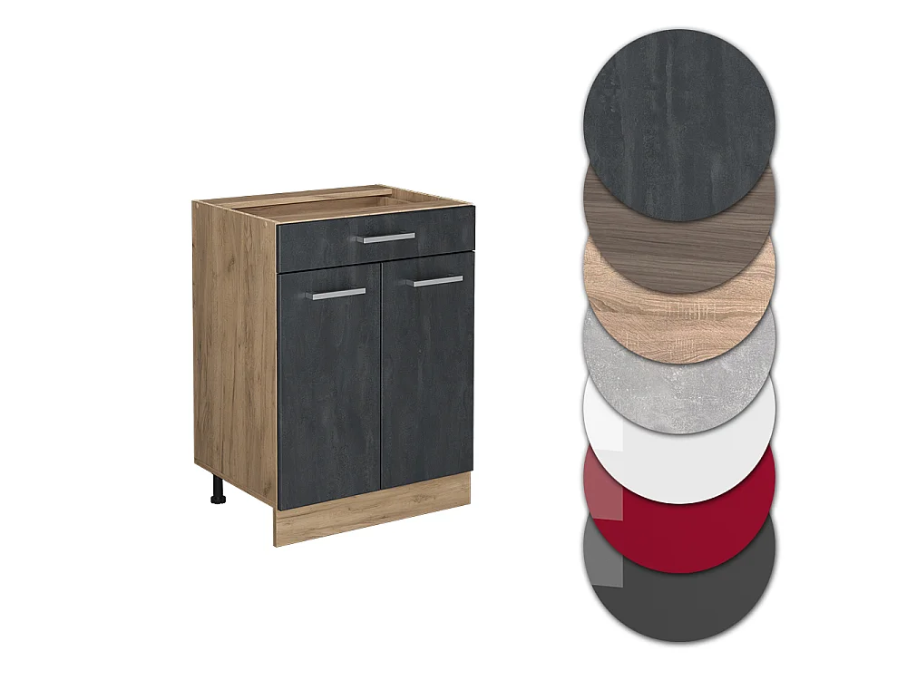 Mueble bajo de cocina hormigón negro 60x60x81.6 r-line