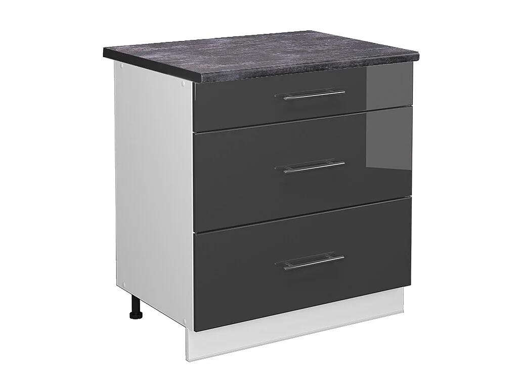 Meuble cuisine anthracite haute brillance 80x60x82 fame-line