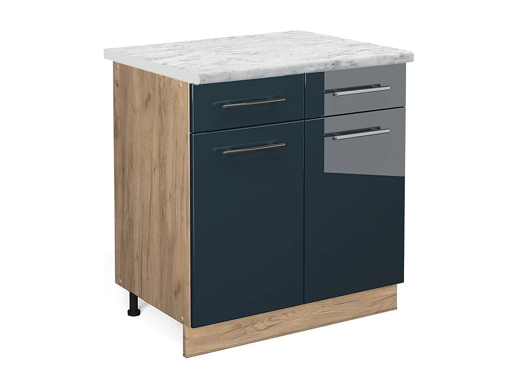 Meuble cuisine bleu foncé brillant 80x60x82 fame-line