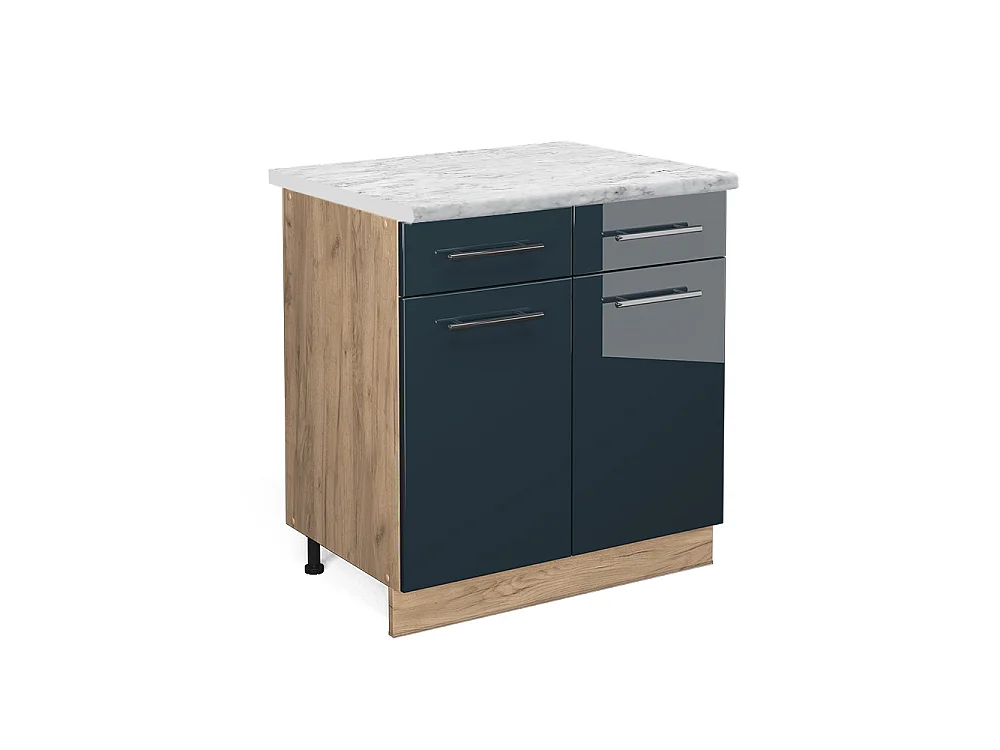 Meuble cuisine bleu foncé brillant 80x60x82 fame-line