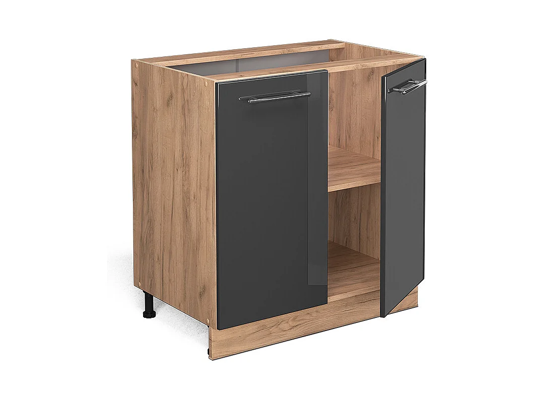 Meuble bas de cuisine anthracite haute brillance 80x60x82 fame-line