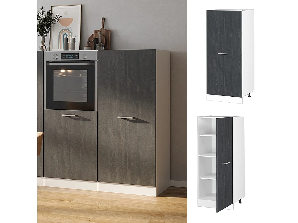 Tall cabinet black concrete 60x57x143 r-line