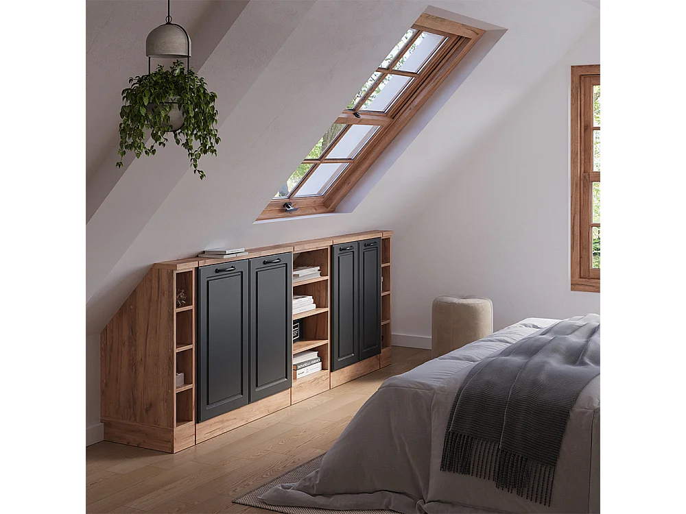 Armario de cocina para techo inclinado antracita casa de campo 215x46x81.6 r-line