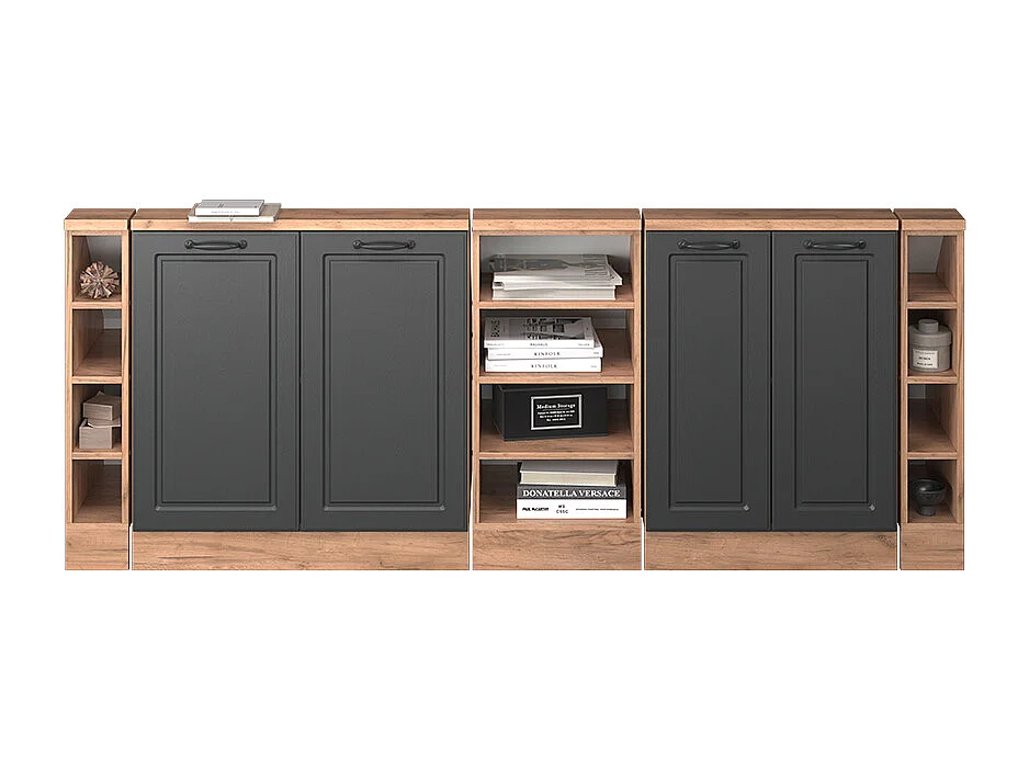 Armario de cocina para techo inclinado antracita casa de campo 215x46x81.6 r-line