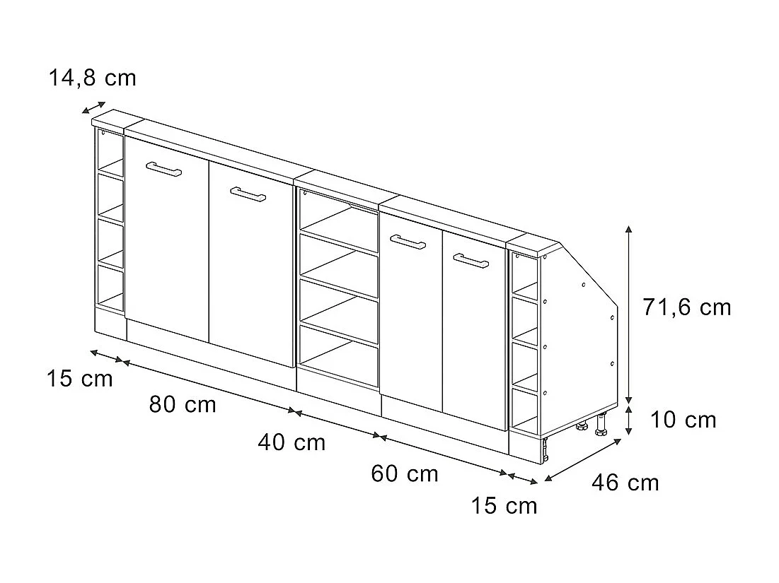Meuble sous pente anthracite campagne 210x46x81.6 r-line