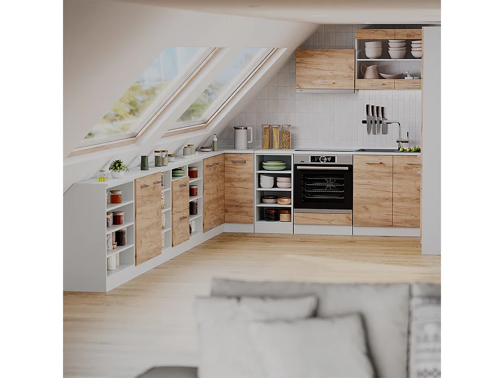 Meuble sous pente chêne de force doré 120x46x81.6 r-line