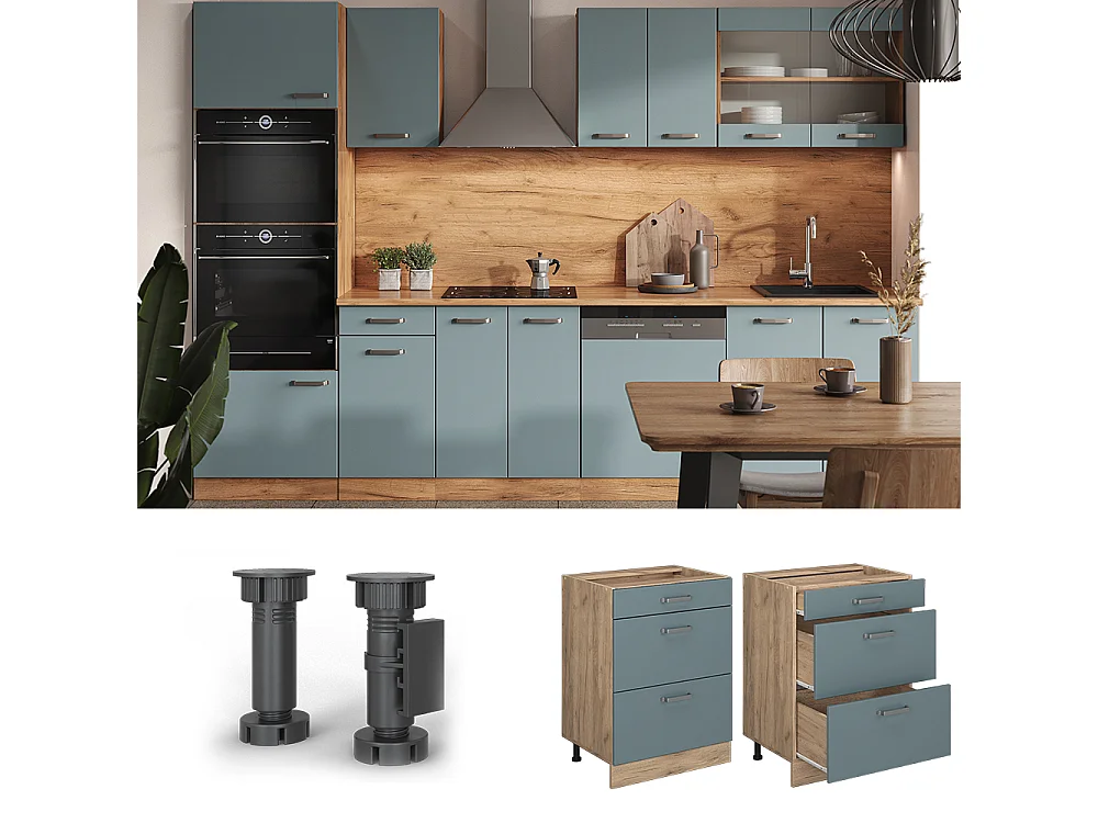 Meuble cuisine bleu-gris 60x60x81.6 r-line