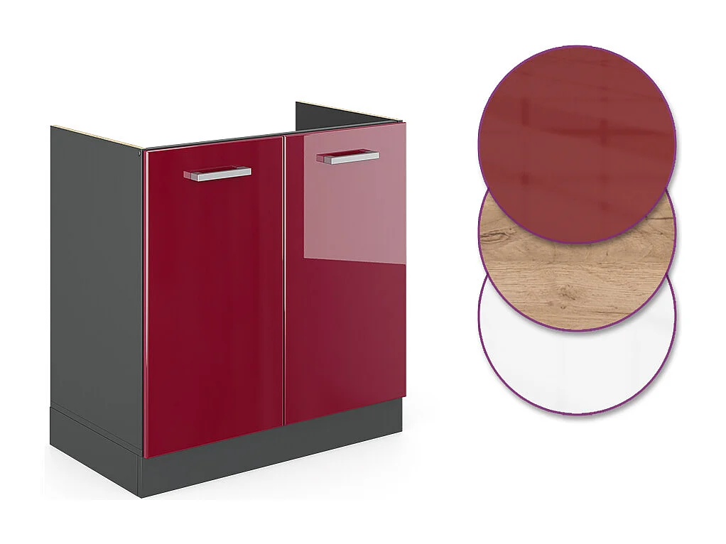 Spülenunterschrank rot hochglanz 80x46x81.6 r-line