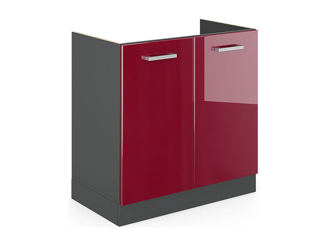 Meuble bas sous-évier rouge brillant 80x46x81.6 r-line