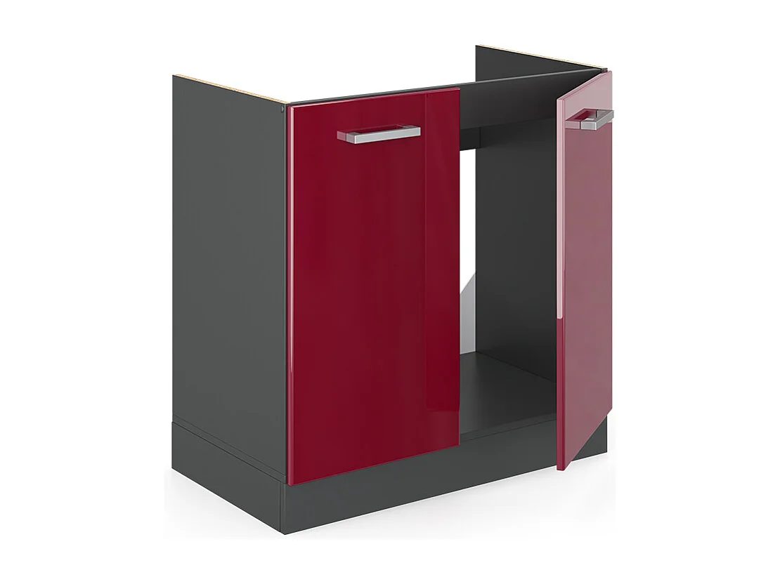 Meuble bas sous-évier rouge brillant 80x46x81.6 r-line