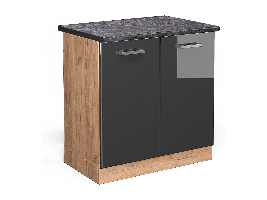 Meuble bas sous-évier anthracite haute brillance 80x60x81.6 r-line
