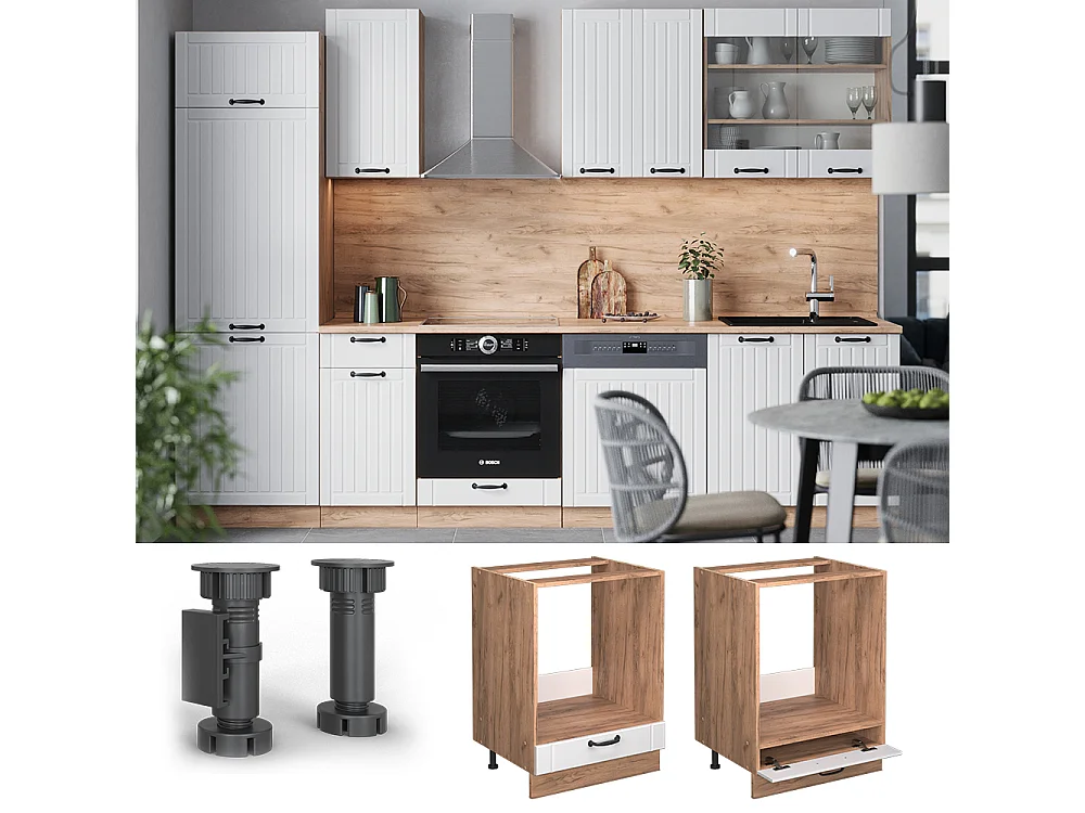 Meuble pour four blanc campagne 60x60x82 fame-line