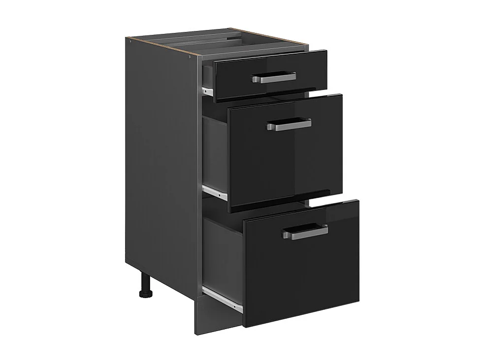 Küchenunterschrank schwarz hochglanz 40x60x81.6 r-line