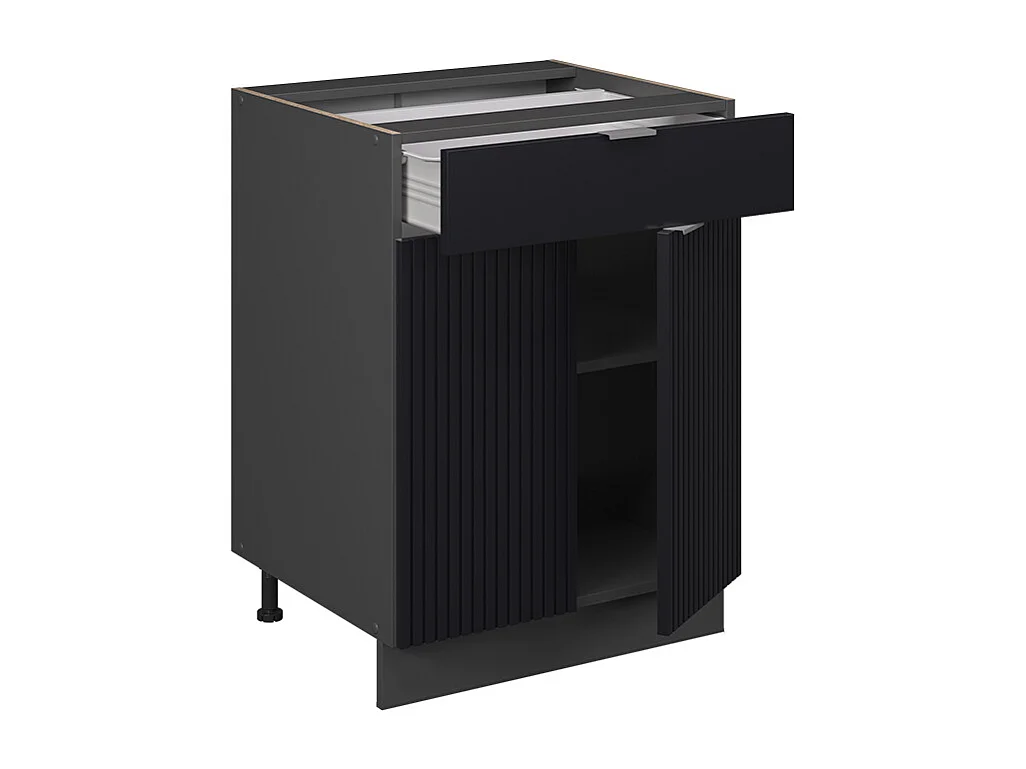 Mobiletto base per cucina nero a righe 60x60x82 fame-line