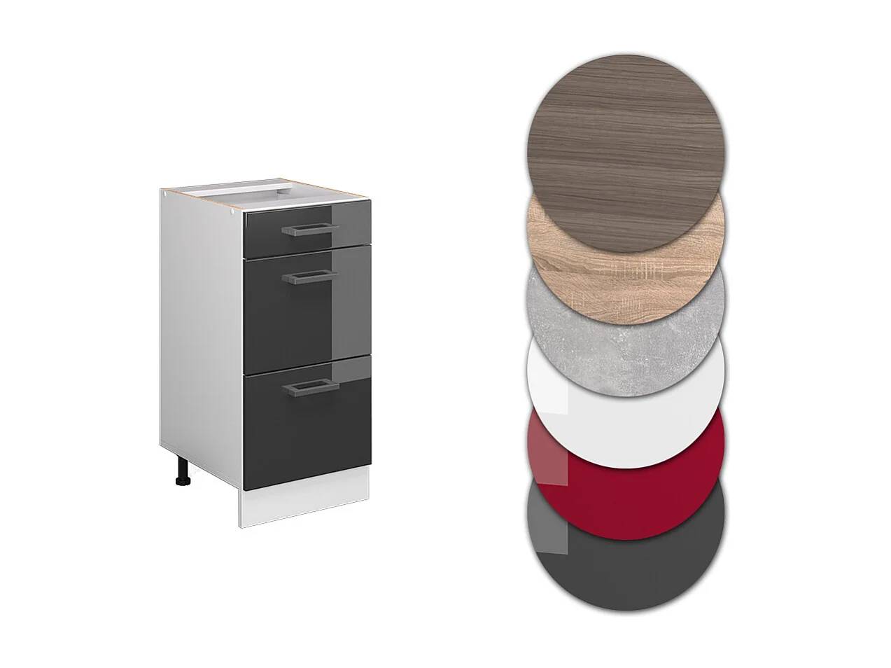 Mueble bajo de cocina antracita alto brillo 40x46x81.6 r-line