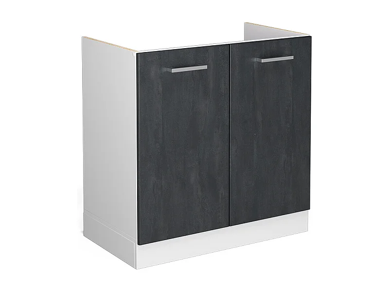 Meuble bas sous-évier béton noir 80x46x81.6 r-line